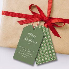 Etiquetas Para Regalos Merry Christmas Red Green Classic Plaid Holiday
