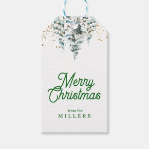 ETIQUETAS PARA REGALOS MERRY CHRISTMAS RETRO TIPOGRAFÍA ÁRBOLES DE NIEVE