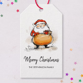 Etiquetas Para Regalos Merry Christmas Santa Cute Sketch Illustration