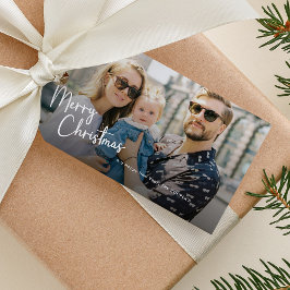 Etiquetas Para Regalos Merry Christmas Script Letters 2 Photo