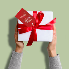 Etiquetas Para Regalos Merry Christmas Script Simple Red Personalizado