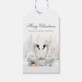Etiquetas Para Regalos Merry Christmas Swans Elegant