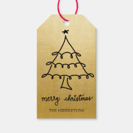 Etiquetas Para Regalos Merry Christmas Tree Modern Script Faux Relieve me