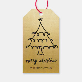 Etiquetas Para Regalos Merry Christmas Tree Modern Script Faux Relieve me