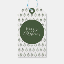 Etiquetas Para Regalos Merry Christmas Tree Pattern Pine Green