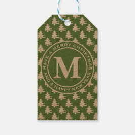 Etiquetas Para Regalos Merry Christmas Trees Green Monograma