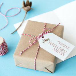Etiquetas Para Regalos Merry Christmas Typography Botanical