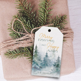 Etiquetas Para Regalos Merry Everything Happy Always Winter Trees