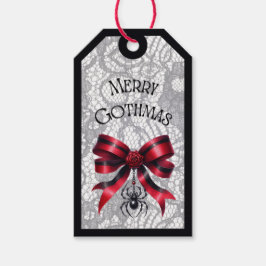 Etiquetas Para Regalos Merry Gothmas Rose Bow With Spider Gift Tag