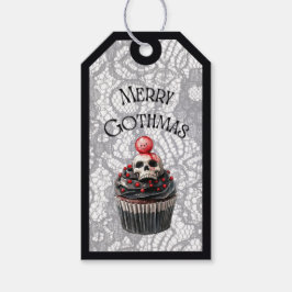 Etiquetas Para Regalos Merry Gothmas Skull Cupcake Gift Tag