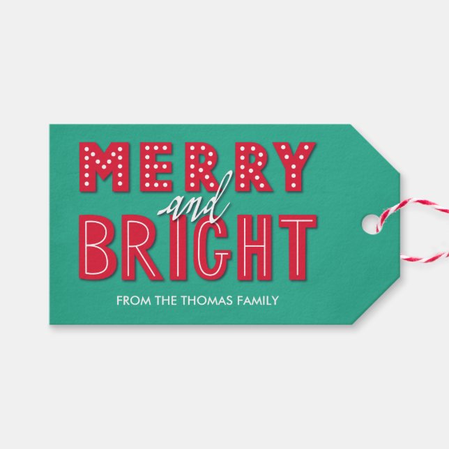 Etiquetas Para Regalos Merry y Bright (Frente (Horizontal))