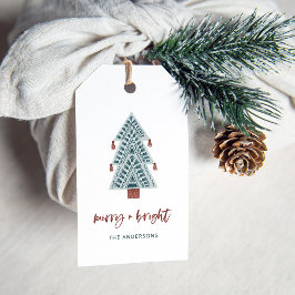 Etiquetas Para Regalos Merry y Bright | Boho Christmas Tree and Script