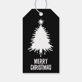 Etiquetas Para Regalos Messy & Grungy Black & White Merry Christmas Tree