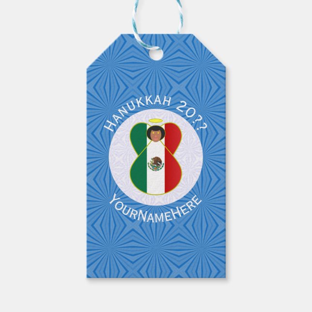 Etiquetas Para Regalos Mexican Angel Hanukkah Flag Personalized  (Anverso)