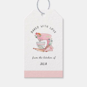 Etiquetas Para Regalos Mezcladora de color rosa "horneada con amor"