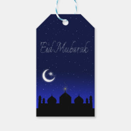Etiquetas Para Regalos Mezquita de las Estrellas Nocturnas de Eid Mubarak