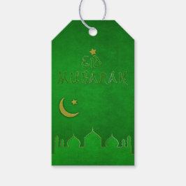 Etiquetas Para Regalos Mezquita de Oro Verde de Eid Mubarak