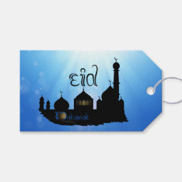 Etiquetas Para Regalos Mezquita Eid Mubarak con tipografía