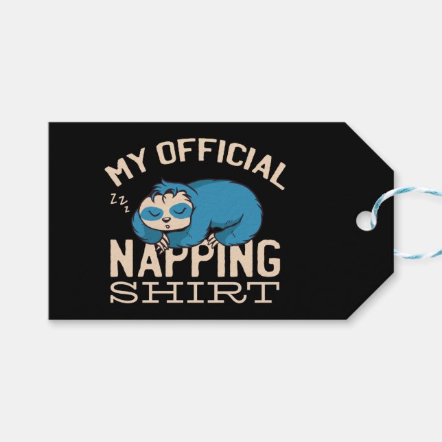 Etiquetas Para Regalos Mi camisa oficial para dormir la siesta, Lazy durm (Frente (Horizontal))