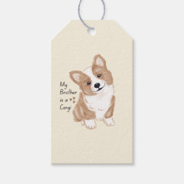 Etiquetas Para Regalos 'Mi hermano es un Corgi' Perro juguetón Crema Cáli