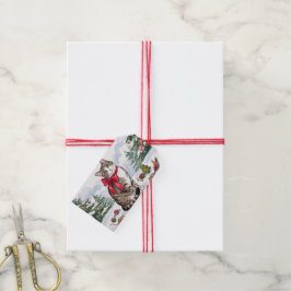 Etiquetas Para Regalos Mia la Gata Festiva con Decoración Navideña