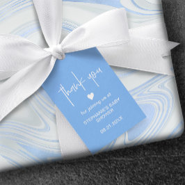 Etiquetas Para Regalos Mid Blue Baby Boy Shower Little Heart Motif