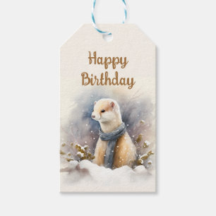 Etiquetas Para Regalos Minas acuarelas con una bufanda - Fiesta de cumple
