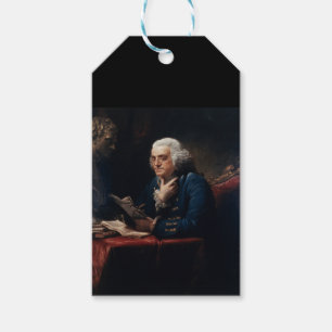 Etiquetas Para Regalos Miniatura del retrato de Benjamin Franklin en la C
