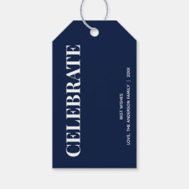 Etiquetas Para Regalos Minimal CELEBRATE | Azul Marino Navideño