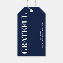 Etiquetas Para Regalos Minimal GRATEFUL | Navy Blue Holiday