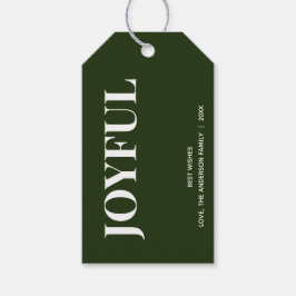 Etiquetas Para Regalos Minimal JOYFUL | Forest Green Holiday