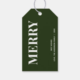 Etiquetas Para Regalos Minimal MERRY | Verde Bosque Navideño
