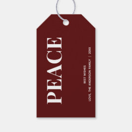 Etiquetas Para Regalos Minimal PEACE | Deep Red Holiday