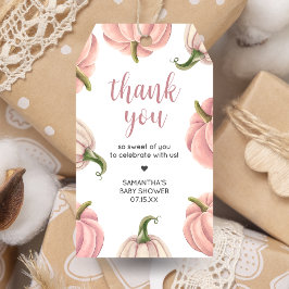 Etiquetas Para Regalos Minimalist Pink Pumpkin Fall Baby Shower Favor Tag