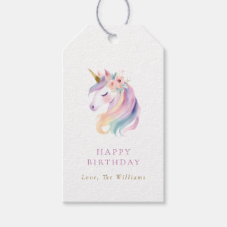 Etiquetas Para Regalos Minimalist Rainbow Floral Unicorn Birthday Present