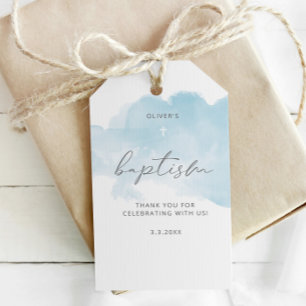 Etiquetas Para Regalos Minimalista acuarela azul bebé bautizo