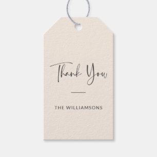 Etiquetas Para Regalos Minimalista Agradecimiento Personalizado Beige Cre
