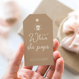 Etiquetas Para Regalos Minimalista Beige Teddy Bear Baby Shower Pop It