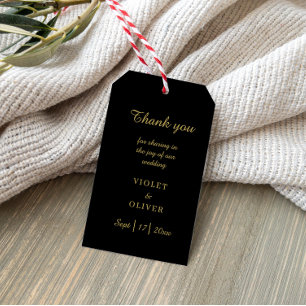 Etiquetas Para Regalos Minimalista moderno Boda de oro negro