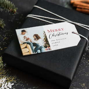 Etiquetas Para Regalos Minimalista moderno rojo Merry navideño foto