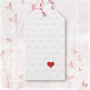 Etiquetas Para Regalos Minimalista rojo blanco XO XO XO El día de San Val