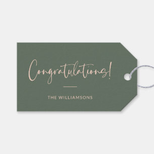 Etiquetas Para Regalos Minimalista Rosa Verde Oscuro Personalizado Felici