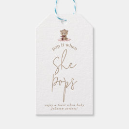 Etiquetas Para Regalos Minimalista rosado Teddy Bear Baby Shower Pop It
