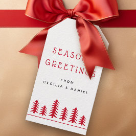 Etiquetas Para Regalos Mínimo adorable árboles de Navidad rojo blanco