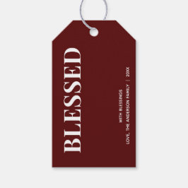 Etiquetas Para Regalos Mínimo BLESSED | Deep Red Holiday