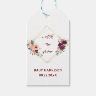 Etiquetas Para Regalos Mira cómo crezco Boho Otoño Floral Cumpleaños de b