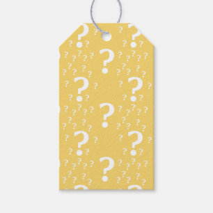 Etiquetas Para Regalos Misterio marca de interrogación acertijo amarillo