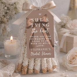 Etiquetas Para Regalos Mocha Brown She's Tying The Knot Bow Bridal Shower