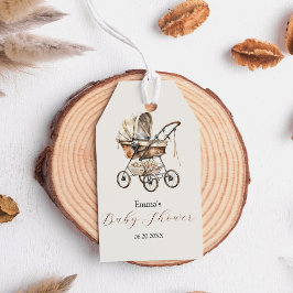 Etiquetas Para Regalos Moda antigua Carriaje de bebé Flores Pastel suave