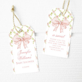 Etiquetas Para Regalos Moda Bow Rosa Floral Beber Chica - Gracias